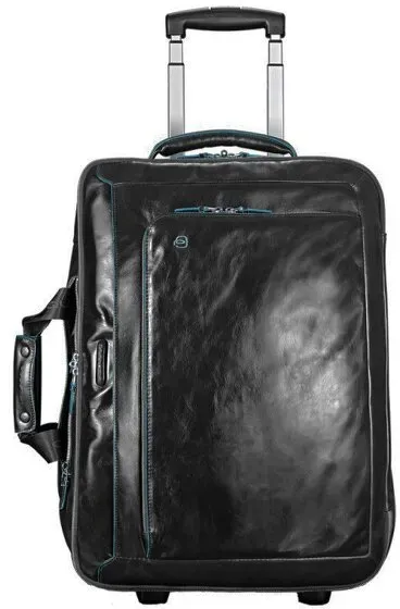 Piquadro Blue Square 2 Rollen Businesstrolley Leder 51 cm Laptopfach  schwarz