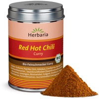 Herbaria Red Hot Chili Curry bio 80g M-Dose – Bio-Currypulver, Bio-Curry-Mischung - fertige Bio-Gewürzmischung für die extra scharfe Küche mit erlesenen Zutaten - in nachhaltiger Aromaschutz-Dose
