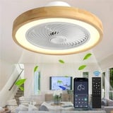 ANKBOY Holz Deckenventilator mit Beleuchtung, 72W LED Dimmbar Deckenventilatorleuchte mit Fernbedienung/APP, Moderne Leise Deckenventilator mit Licht für Wohnzimmer Schlafzimmer Kinderzimmer, 50CM