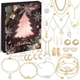 luxuskollektion Adventskalender Schmuck für Frauen, Mädchen - 24 Überraschungen, Armband Halskette Ohrringe - Weihnachtskalender 2024