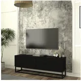 [en.casa] Verpsboga TV-Lowboard 135 x 46,5 x 31,5 cm Schwarz Metall/Spanplatte