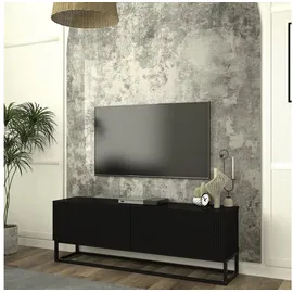[en.casa] Verpsboga TV-Lowboard 135 x 46,5 x 31,5 cm Schwarz Metall/Spanplatte