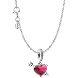 Pandora 68101 Damen-Halskette Silber Rotes Herz mit Pfeil Set