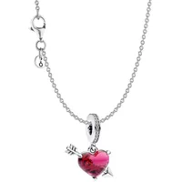 Pandora 68101 Damen-Halskette Silber Rotes Herz mit Pfeil Set