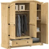 Möbel Kleiderschrank Corona 151,5x52x170 cm Massivholz Kiefer - Kleiderschränke 4005663 - Braun