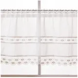 SCHÖNER LEBEN. Stoff Scheibengardinen Meterware Boho Batist Spitzenborte weiß 45cm H, bestickt weiß
