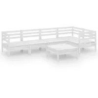 vidaXL Garten-Lounge-Set 6-tlg. Massivholz Kiefer weiß