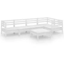 vidaXL Garten-Lounge-Set 6-tlg. Massivholz Kiefer weiß