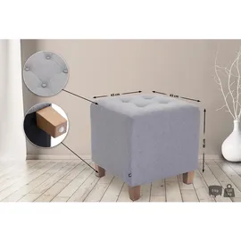 deluke Sitzhocker CELIS Stoff 45 x 46 x 45 cm Hellgrau