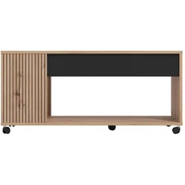 Home Affaire »Mayenne Kaffeetisch, 101 cm, rechteckig, modern design, mit rollen« mit Schublade, mit dekorativen schwarzen Streifen, in Artisan eiche, braun