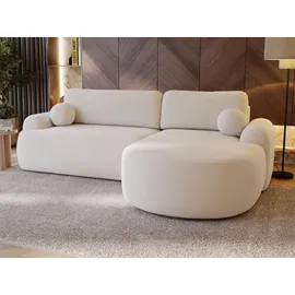 GRAINGOLD Ecksofa L-Form Aurio Rechts) & Ecksofa mit Schlaffunktion Bettkasten - Moderne Ecksofa, Wohnzimmer, Sofa - Eckcouch, Weiß, (Lambi 07) - Weiß