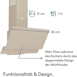Wiggo A642 Dunstabzugshaube 60cm kopffrei I Abluft Umluft Dunstabzug 626m3/h - Touch-Display 4 Stufen I Energieeffizienzklasse A Schräghaube inkl...