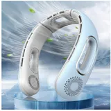 MOPUEA Mini USB-Ventilator Wiederaufladbarer USB-Nackenventilator 4 Stufen 360° Luftstrom, Ventilator für Büro, Pendeln, Reisen und Outdoor blau