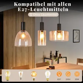 GBLY Pendellampe 3-flg. 25 cm Glas/Metall