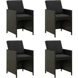 vidaXL Gartenstühle mit Kissen 4 Stk. Poly Rattan Schwarz