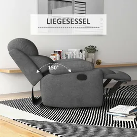 Homcom Relaxsessel Fernsehsessel mit Liegefunktion Polyester 88 x 102 x 93 cm Grau mit Kissen