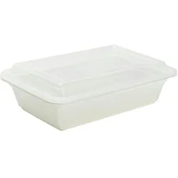 50x Menüboxen aus PP wiederverwendbar mit Deckel ungeteilt weiß 22x15x6.5cm