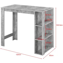 [en.casa] Bartisch Danderyd 120 x 60 x 106 cm Grau
