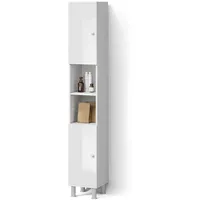 Livinity® Badschrank, Weiß Hochglanz, Weiß, 6 Fächer, Quadratisch, 30x190x30