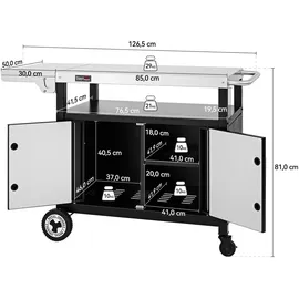 Royal Gourmet Grillwagen 80 x 50 cm Edelstahl schwarz