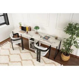 HANAH Home Zeitgemäßer und praktischer Schreibtisch, Freesia, Schwarz, 240 x 74 x 60 | 100% melaminbeschichtete Spanplatte | perfekt für modernes Homeoffice & Arbeitszimmer, Elegantes & funktionales Design