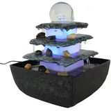 LED-Zimmerbrunnen TERRASSE, eckig, Tisch-Boden-Brunnen, LED farbwechselnd für eine gemütliche, entspannte Atmosphäre, Raumbefeuchter, Brunnen