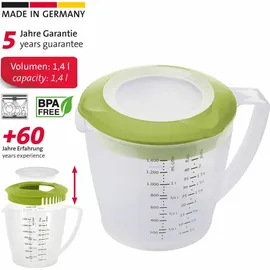 Westmark Rührbecher mit Deckel und Ausgießer, Kunststoff, Füllvolumen: 1,4 Liter, Helena, Transparent/Apfelgrün, 3105227A, 19.5 x 15 x 14.8 cm