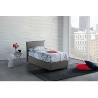 Dmora Einzelbett Cira, Containerbett mit Stoffbespannung, 100% Italy, Frontöffnung, passend für Matratze cm, Grau