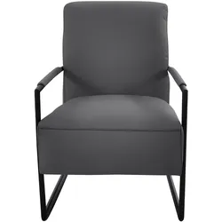 K+W Komfort & Wohnen Cocktailsessel, mit bezogenen Armlehnen, Gestell in Metall schwarz Struktur K+W Komfort & Wohnen asphalt