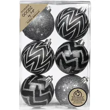inges magic & goodz Inge-glas Weihnachtskugeln Dekorierte Kugeln Kunststoff 8cm 6er Set Schwarz