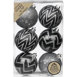 inges magic & goodz Inge-glas Weihnachtskugeln Dekorierte Kugeln Kunststoff 8cm 6er Set Schwarz