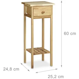 Relaxdays Telefontisch Braun Walnuss 60 x 25 x 25 cm