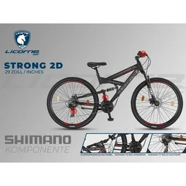 Licorne Strong 2D Premium Mountainbike 29 Zoll RH 0 cm Unisex schwarz/rot