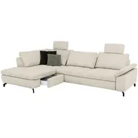 Beldomo Style Ecksofa Sense, Creme, Natur, Textil, 3-Sitzer, Ottomane links, Eckteil, L-Form, 291x197 cm, Goldenes M, Typenauswahl, Fußauswahl, Stoffauswahl, seitenverkehrt erhältlich, individuell planbar, Wohnzimmer, Sofas & Couches, Wohnlandschaften, Ecksofas