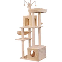 BENNO® Katzen Kratzbaum, 165 cm Katzenbaum Kletterturm, Kletterbaum, Höhlen, Sisal umwickelte Säulen, beige