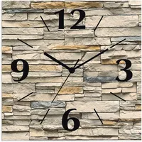 ARTland Wanduhr ARTLAND "Braune alte Ziegelmauer", beige (natur), B:30cm