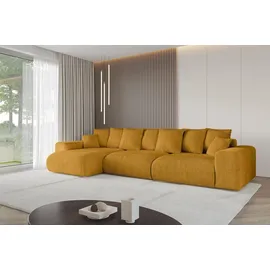 altdecor Ecksofa Cord mit Schlaffunktion 2-Sitzer Senfgelb