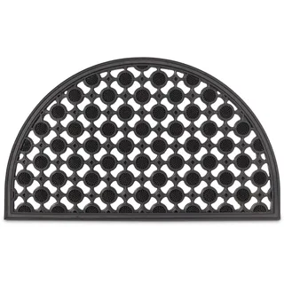 Relaxdays Fußabtreter halbrund, Gummi, rutschfest, witterungsbeständig, Türvorleger für Flur/Balkon/Terrasse, Schwarz