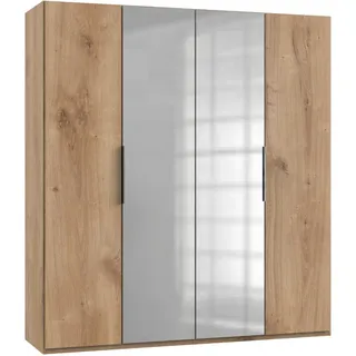 Level 200 x 216 x 58 cm Plankeneiche Nachbildung mit Spiegeltüren