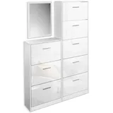Vicco Schuhkipper Gizmo, Weiß Hochglanz, Weiß, Rechteckig, 59x105x22 cm, Garderobe, Schuhaufbewahrung, Schuhkipper