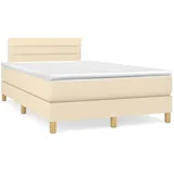 vidaXL Boxspringbett mit Matratze Creme 120x190 cm Stoff