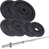 ScSPORTS® Langhantel Set - 18/28/40/50 kg, inkl. Langhantelstange 30mm, 120/160cm, Gewichte, Gusseisen, Sternverschluss - Langhantelset, Hantelset (17.5 KG (2 x 5 + 2 x 2.5 + 2 x 1.25))