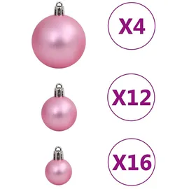 vidaXL 111-tlg. Weihnachtskugel-Set Rosa Polystyrol