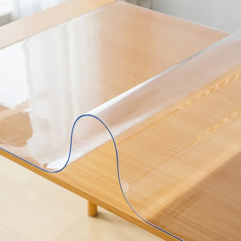 【3 € Rabatt ab 10 €】Ochama Transparente PVC-Tischdecke, 2 mm dick, weicher Vinyl-Tischschutz – wasserdicht, ölfest, kratzfest für Esstische, 90 x 140 cm