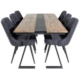 ebuy24 Jakarta Essgruppe Esstisch Teak und 6 Velvet Deluxe Esszimmerstühle schwarz.