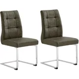 byLIVING Esszimmerstuhl MARLEN-XXL, 2er Set, Bezug braun Vintage Look/Gestell verchromt/Küchenstühle/Esszimmerstühle/Polsterstuhl/Stühle/B 47, H 96, T 62 cm