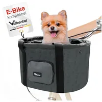 Valkental Fahrradkorb für Hunde klein grau