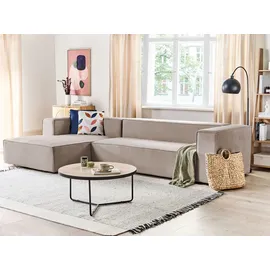 Beliani - Bettsofa, Vernon Samtstoff Taupe Samt L-förmig 3-Sitzer Sofa mit Chaiselongue Rechtsseitig Wohnzimmermöbel Modern Wohnzimmer Ausstattung Wohnecke Sitzecke