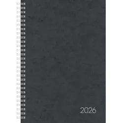Brunnen Buchkalender 797 16,8x24cm 1 Woche/2 Seiten Karton-Einband schwarz 2026
