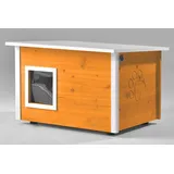 Katzenhaus - Katzenhütte, wärmegedämmt, Farbiger Holzschutz, 67x53x43cm (orange)